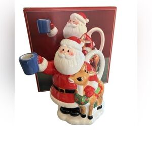 VTG Lenox Rudolph The Red Nosed Reindeer Christmas Santa Teapot Ceramic Holiday